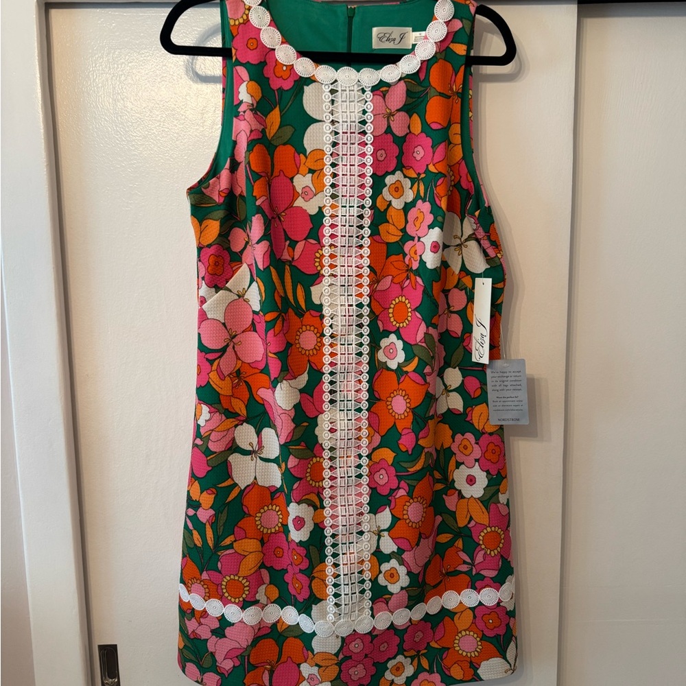 Eliza J Red and Pink Sleeveless Sheath Dress